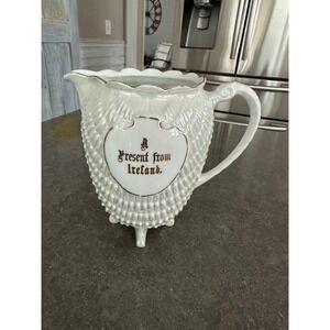 Vintage Irish Porcelain Lusterware Pitcher A Present From Ireland Shell Design